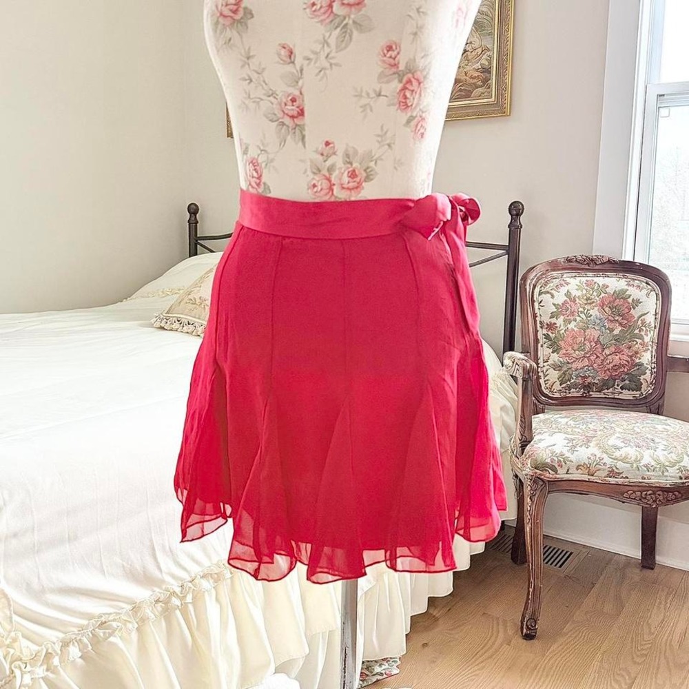 y2k limited too red chiffon skirt‎